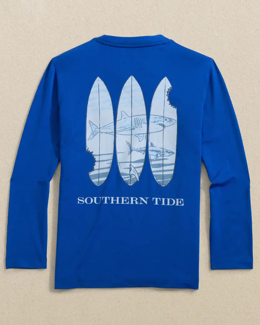 Southern Tide - Y LS Shark Bite Surfboards Perf Tee