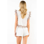 THML - Ruffle Sleeves Embroidery Detail Top