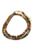 Lizou Natural Stone Short Necklace with Gold -Stone Collection