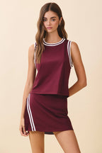 TCEC - CT9598-Contrast Trim Detail Sleeveless Athletic Top