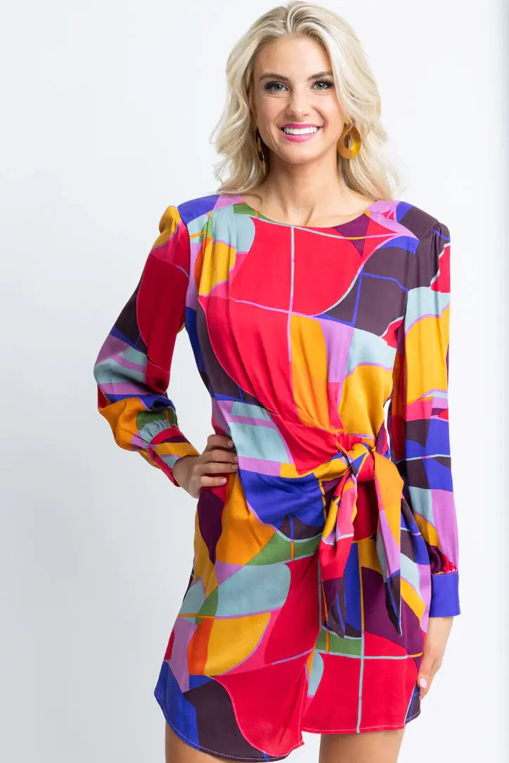 Karlie Multi Mosaic Wrap Dress