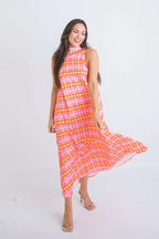 Karlie Retro Floral Mock Halter Maxi Dress
