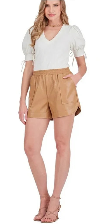 Joy Joy Faux Leather Pull-On Short Round Side