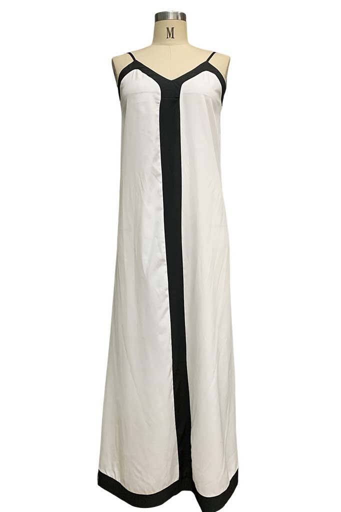 Fleurworld - Sleeveless Contrast Maxi Dress