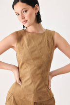 Flying Tomato faux suede top