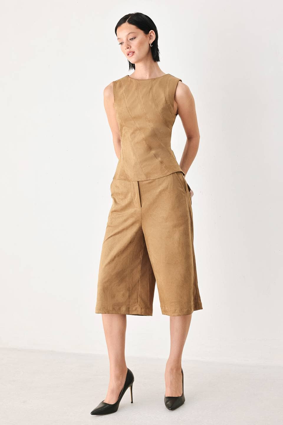 Flying Tomato faux suede top