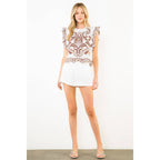 THML - Ruffle Sleeves Embroidery Detail Top