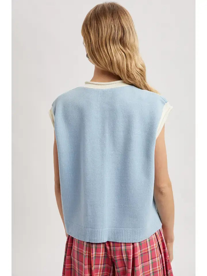 Wishlist Contrast Button-Up Sweater Vest
