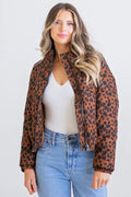 Karlie Leopard Cord Puffer Jacket