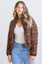 Karlie Leopard Cord Puffer Jacket