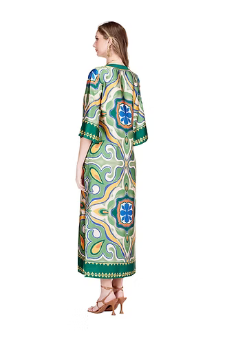 Jade Melody Tam Trimmed Maxi Dress Moroccan Tile