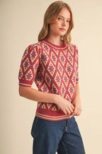 &MERCI - Geometric short sleeve sweater