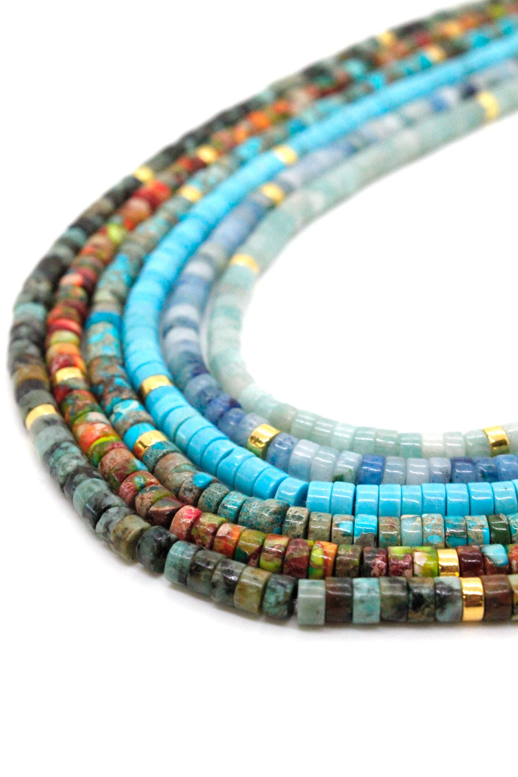 Lizou Natural Stone Short Necklace with Gold -Stone Collection