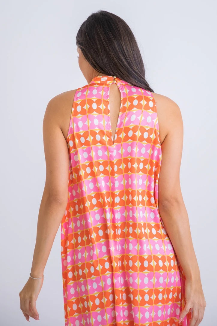 Karlie Retro Floral Mock Halter Maxi Dress