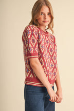 &MERCI - Geometric short sleeve sweater