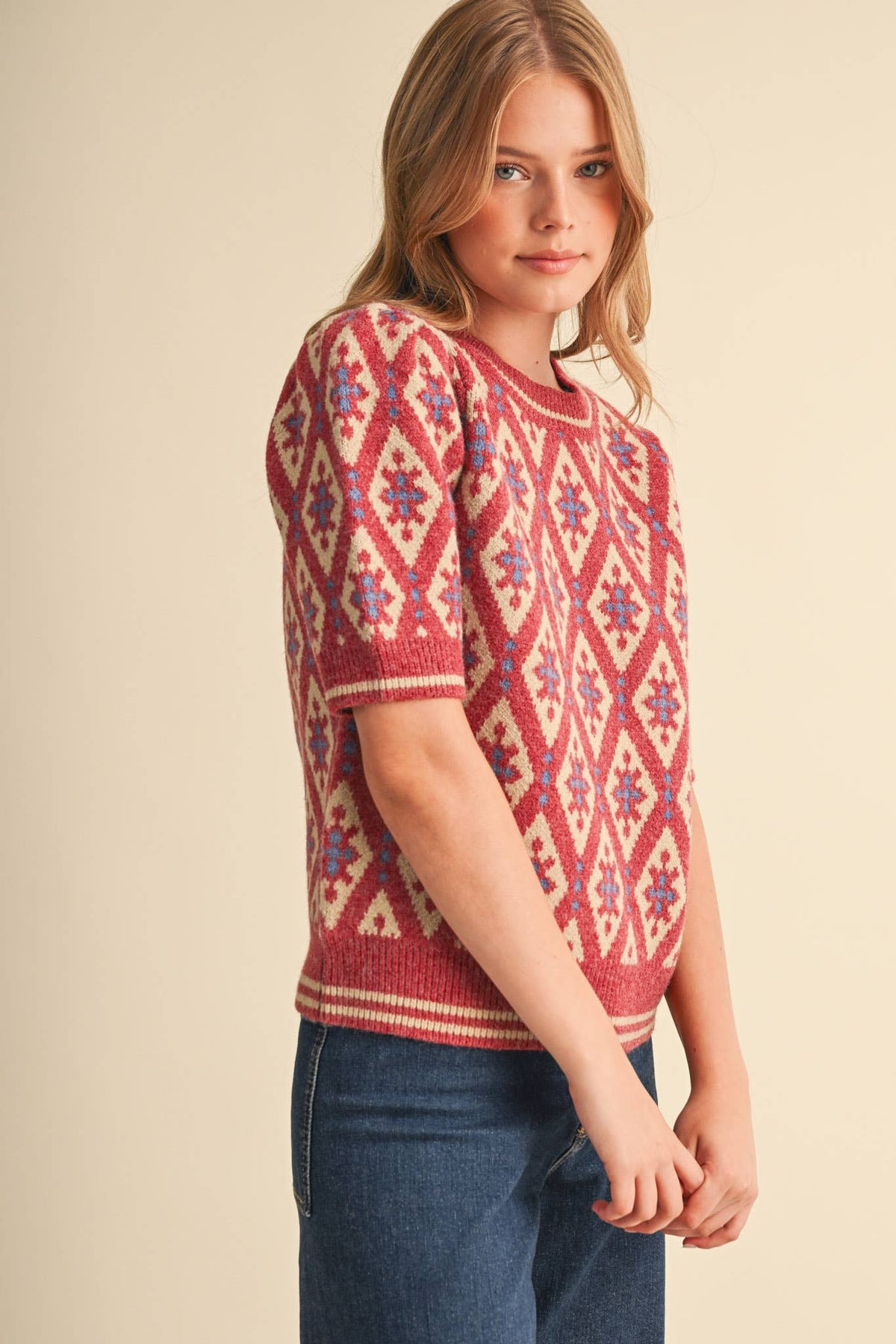 &MERCI - Geometric short sleeve sweater