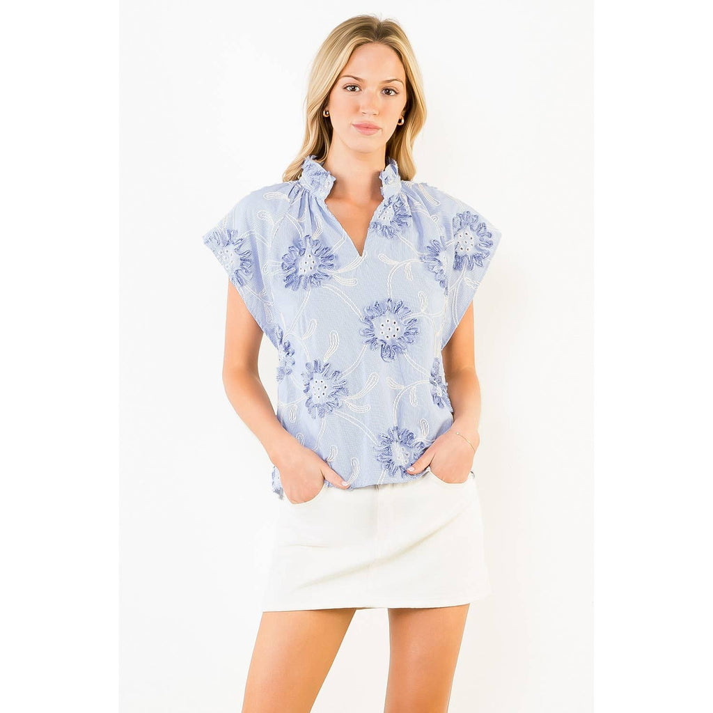 THML - Sleeveless Stripe Top With Ribbon Details