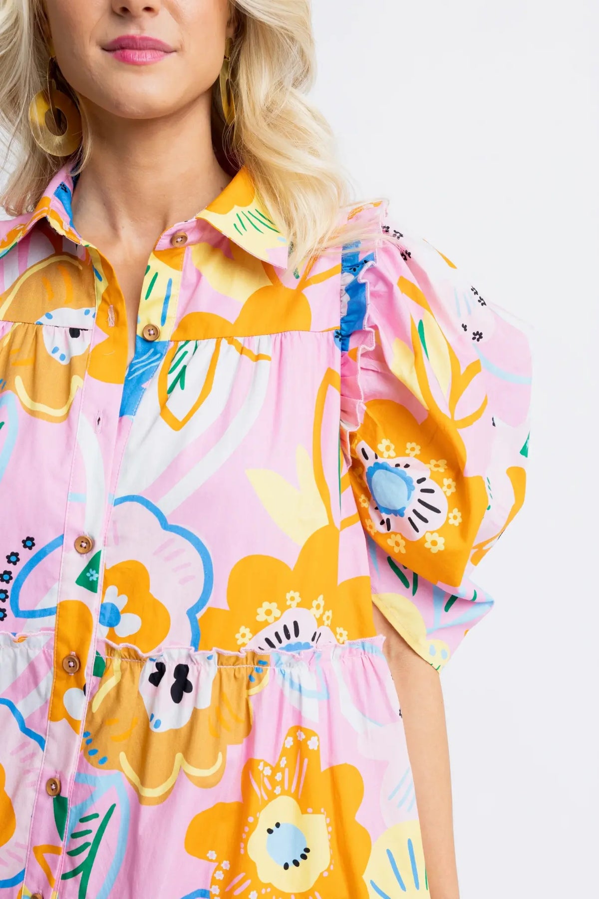 Karlie Artist Floral Tiered Midi Dress