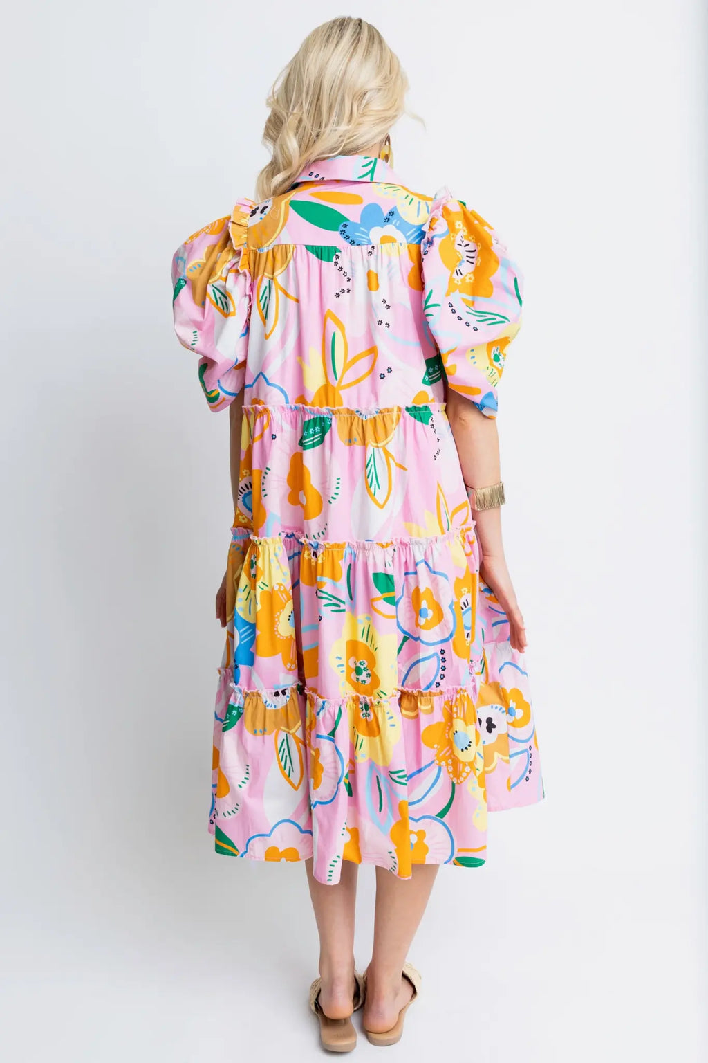 Karlie Artist Floral Tiered Midi Dress