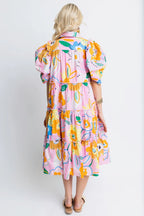 Karlie Artist Floral Tiered Midi Dress