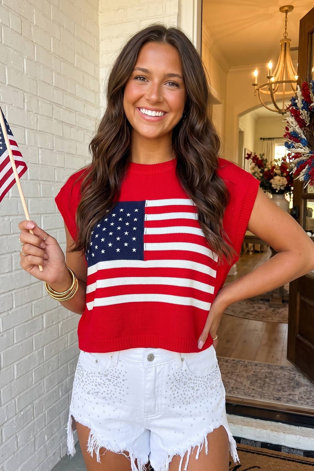 LA Society - LAS Stars and Stripe Dolman Short Sleeve Sweater (S-XL)