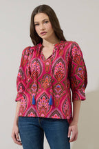 Sugarlips - Azura Floral Irina Split Neck Top
