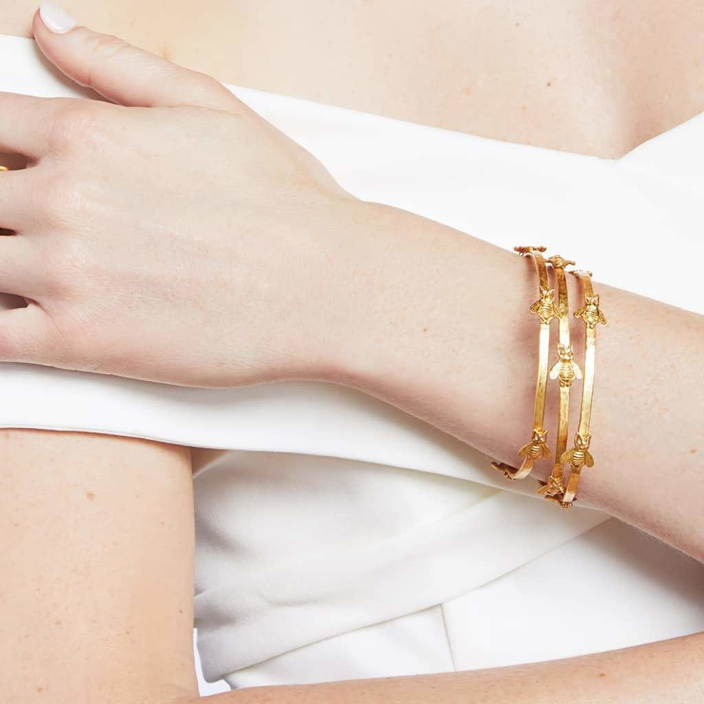 Julie Vos Hammered Gold Bee Bangle
