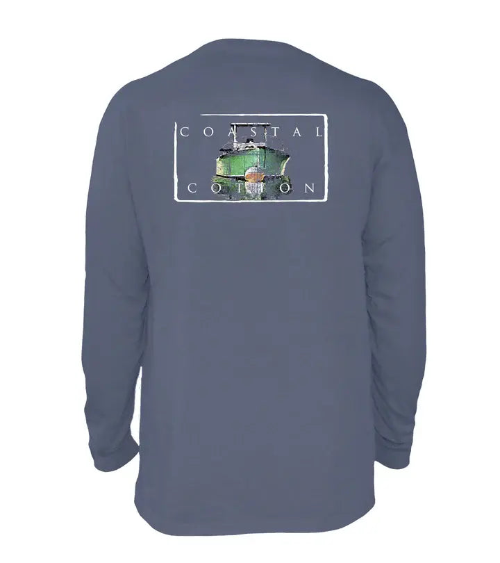 Coastal Cotton L/S Anchored Boat Pima Cotton Pocket Tee