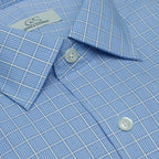 Cooper & Stewart Blue Overlay Check Tailored Fit Spread Collar