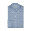 Cooper & Stewart White Ground Plaid Blue Tailored Fit Button Down Collar