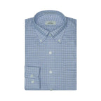 Cooper & Stewart White Ground Plaid Blue Tailored Fit Button Down Collar