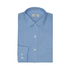Cooper & Stewart Blue Overlay Check Tailored Fit Spread Collar