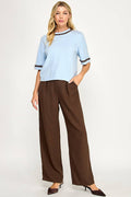 Ellison  Azure/coco Neck and Sleeve Contrast Stitching