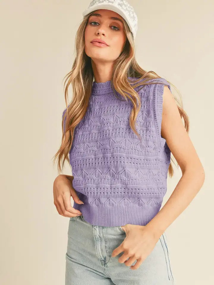 &Merci Knit Pointelle Sweater Vest