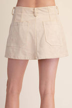 Glam  Suede Look Soft Brush Stretchy Skort