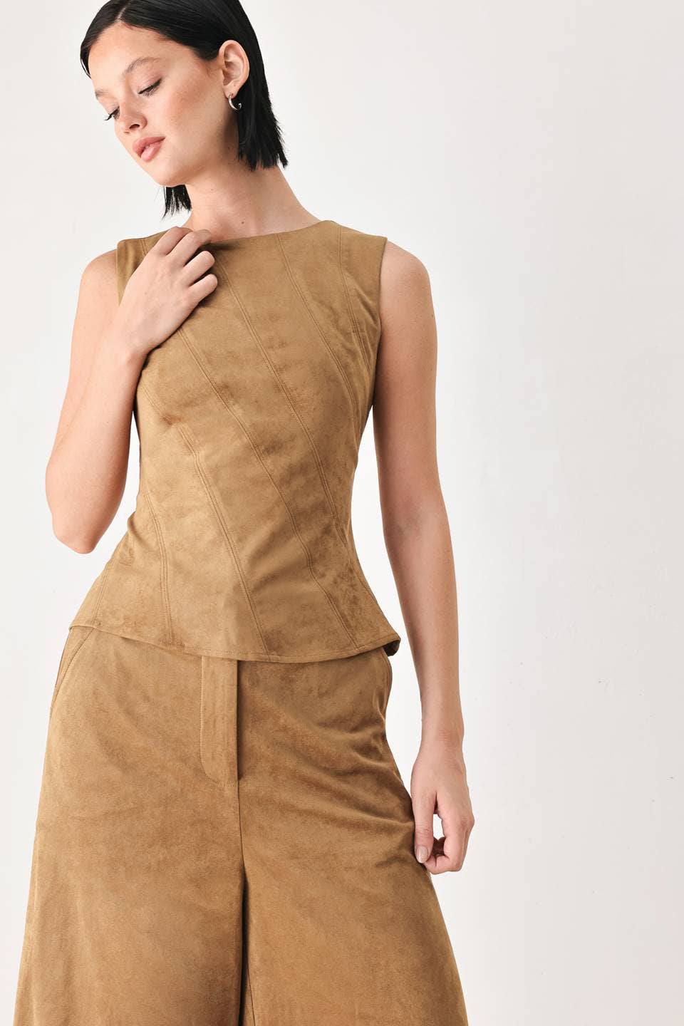 Flying Tomato faux suede top