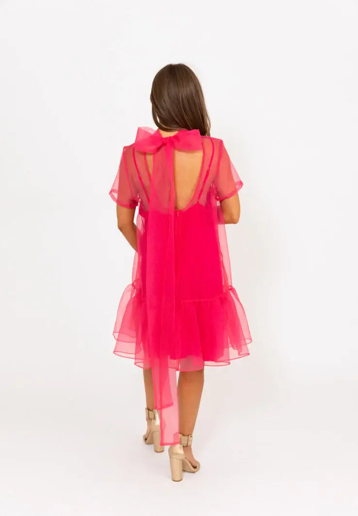 Karlie Solid Organza Mock Bow (Short) Dress