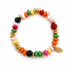 Ellison+Young Festive Color Bead Stretch Bracelet, Gold Accent & Crystal Pavé