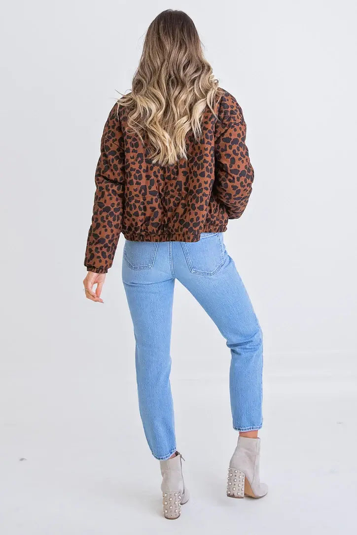 Karlie Leopard Cord Puffer Jacket
