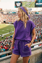 Sewn and Seen - Scuba Contrast Stitch Game day Lounge Set