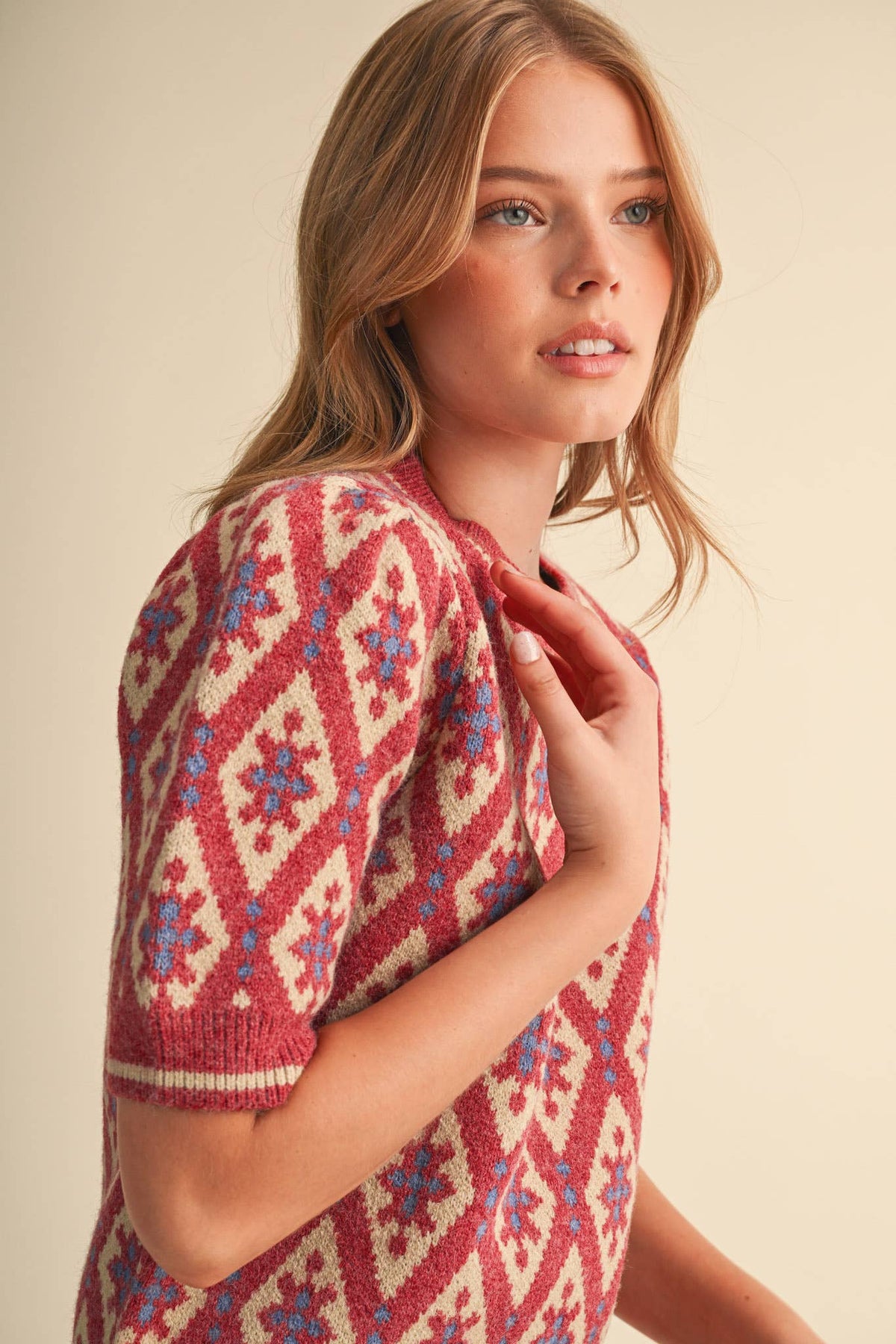 &MERCI - Geometric short sleeve sweater