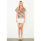 THML - Short Sleeve Pattern V-Neck Top
