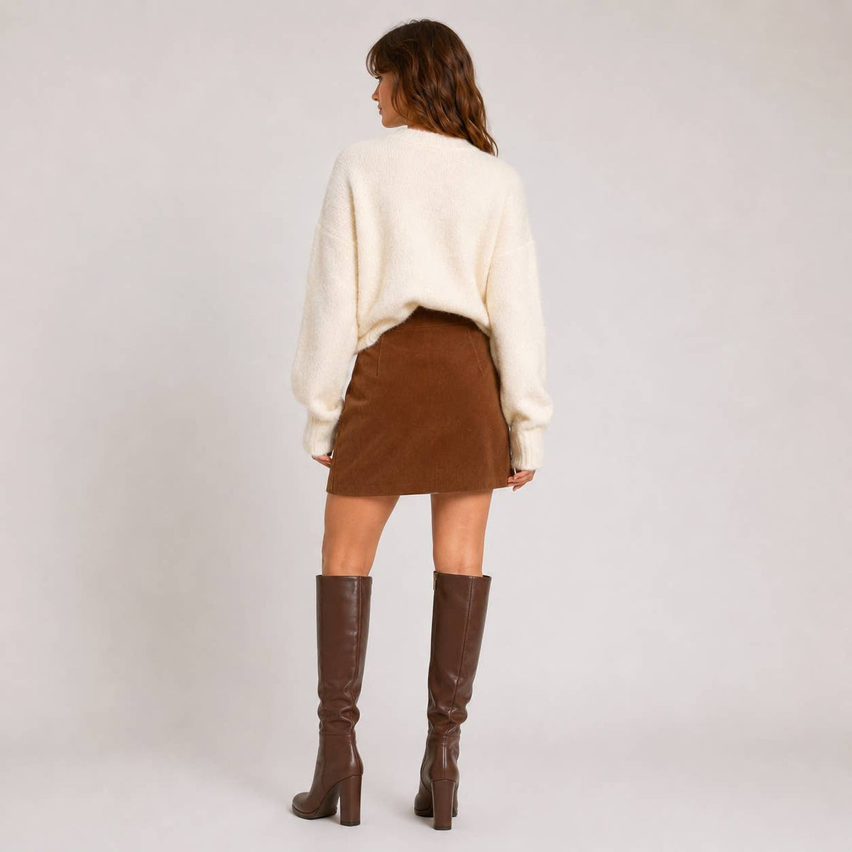 LoveWednesday  Celeste Embroidered Corduroy Mini Skirt