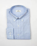 Cooper & Stewart Blue Ground Square Box Check Tailored Fit Button Down Collar