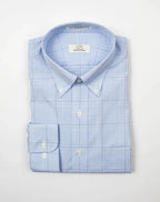 Cooper & Stewart Blue Ground Square Box Check Tailored Fit Button Down Collar
