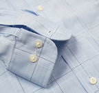 Cooper & Stewart Blue Ground Square Box Check Tailored Fit Button Down Collar