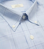 Cooper & Stewart Blue Ground Square Box Check Tailored Fit Button Down Collar