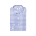 Cooper & Stewart Blue Text Dobby Check Tailored Fit Spread Collar
