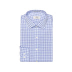 Cooper & Stewart Blue Text Dobby Check Tailored Fit Spread Collar