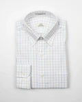 Cooper & Stewart White Ground Blue/Tan Check Button Down Collar